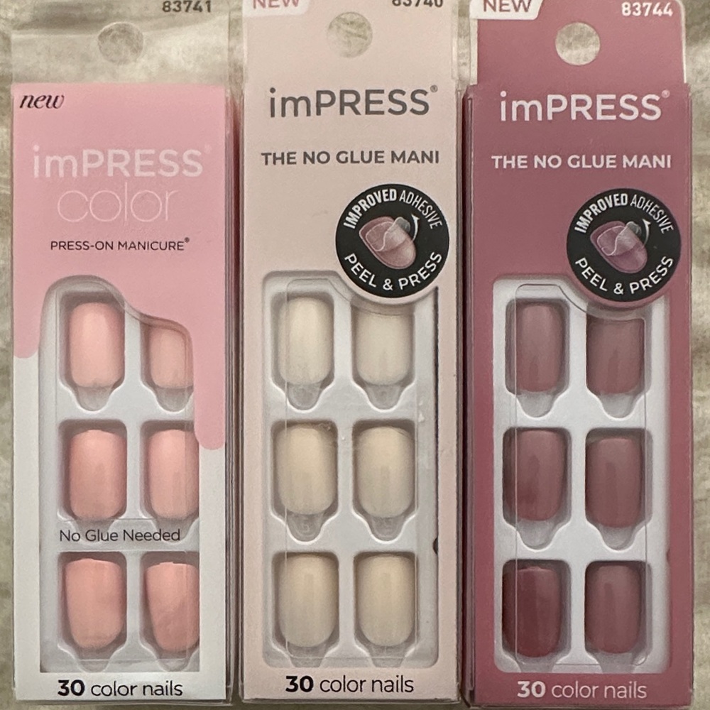 imPRESS Trio Pack — Soft Pink, Cream & Mauve Press-On Nails set 3